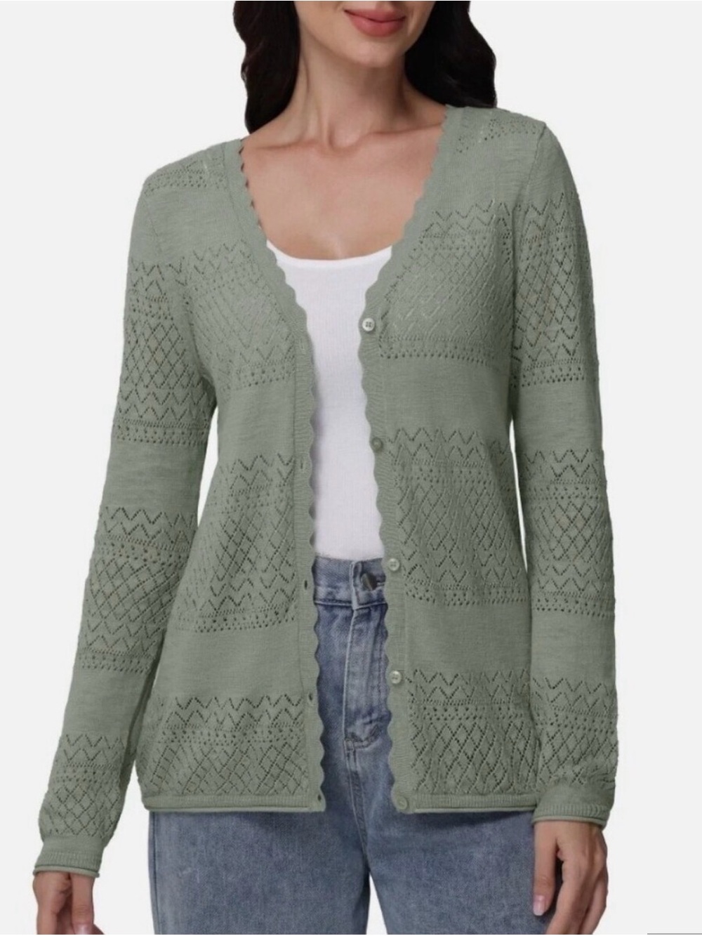 Frye Sage Green Cotton Cardigan Size Large